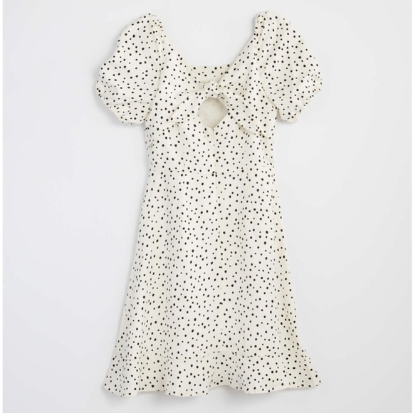 NWT LOFT Petite Dotted Tie Back Flare Dress - Picture 3 of 3